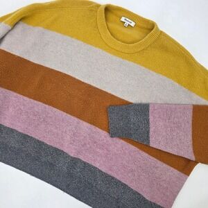 MADEWELL STRIPED SWEATER WOMENS 2XL XXL COLORBLOCK WOOL BLEND STRIPED COLORFUL